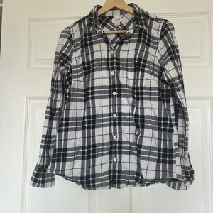 J. Crew Perfect Tartan Plaid Button Down Long Sleeve Shirt blue white Small